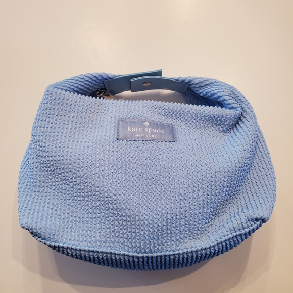 Kate Spade Blue Ribbed Terry Cloth Mini Hobo Cosmetic Bag - Picture 9 of 9